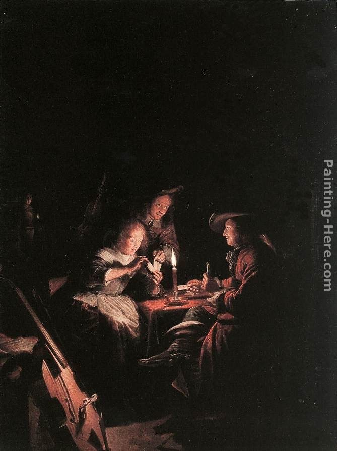 Gerrit Dou Cardplayers at Candlelight
